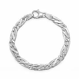 14k White Gold Men Fancy Link Bracelet (7mm,8.25",21.6g)