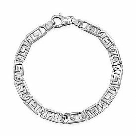 14k White Gold Men Fancy Link Bracelet (6.5mm,8.25",18.3g)