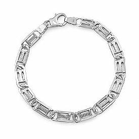 14k White Gold Men Fancy Link Bracelet (6mm,8.25",19.4g)