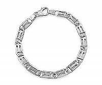 14k White Gold Men Fancy Link Bracelet (5.5mm,8.25