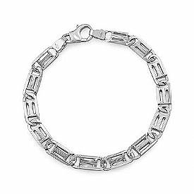 14k White Gold Men Fancy Link Bracelet (5.5mm,8.25",20.3g)