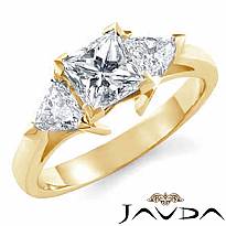 Princess Trillion Diamond Engagement Ring Three 3 Stone Setting  18k Gold Yellow  (1.1Ct. tw.)