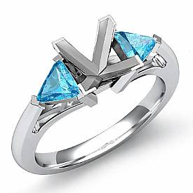 1/2 CT Aquamarine three Stone Diamond Ring Princess Setting
