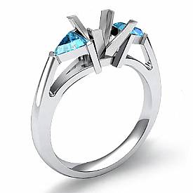 1/2 CT Aquamarine three Stone Diamond Ring Princess Setting