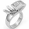 1/2 CT Princess Semi Mount Diamond Engagement Ring WG