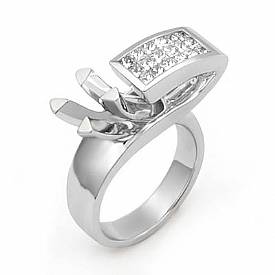 1/2 CT Princess Semi Mount Diamond Engagement Women Anniversary Ring 14k W Gold