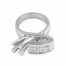 1/2 CT Princess Semi Mount Diamond Engagement Women Anniversary Ring 14k W Gold