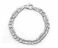 14k White Gold Men Fancy Link Bracelet (7.5mm,8.25