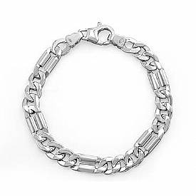 14k White Gold Men Fancy Link Bracelet (7.5mm,8.25",27g)
