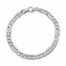 14k White Gold Men Fancy Link Bracelet (6mm,8.25",16.1g)