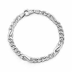 14k White Gold Men Fancy Link Bracelet (7mm,8.25",22.2g)