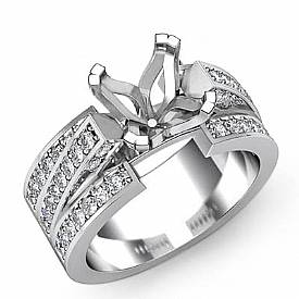 1.25Ct Princess Diamond Semi Mount Engagement Ring 14k White Gold 4Prong Setting