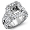 2.52Ct Diamond Engagement Ring Asscher Setting 14k White Gold