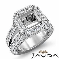 2.52Ct Diamond Engagement Ring Halo Setting 14k White Gold Asscher Semi Mount