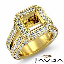 Diamond Engagement Ring Halo Setting 14k Gold Yellow Asscher Semi Mount (2.52Ct. tw.)