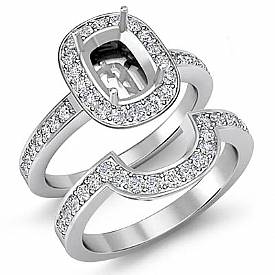 0.46 Ct Diamond Engagement Ring Cushion Mount Bridal Set 14k Gold