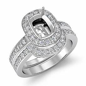0.46 Ct Diamond Engagement Ring Cushion Mount Bridal Set 14k Gold