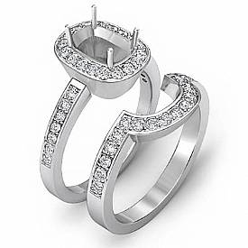 0.46 Ct Diamond Engagement Ring Cushion Mount Bridal Set 14k Gold