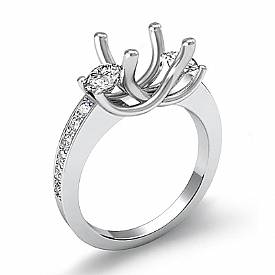 .80 CT Round Diamond 3 Stone Engagement Ring Setting W Gold