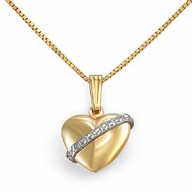1.3 Gram 14k Two tone Gold Light Heart Pendant