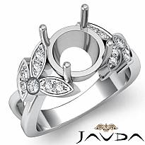 1/3 Ct Diamond Engagement Flower Style Ring Setting 14k Wh Gold Round Semi Mount