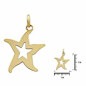 14k Solid Yellow Gold Starfish Italian Pendant Charm
