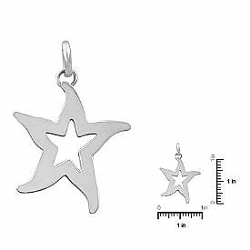 14k White Gold Starfish Pendant Animal Italian Charm