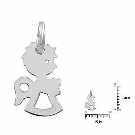 Angel Pendant Charm 14k Solid White Gold Made in Italy