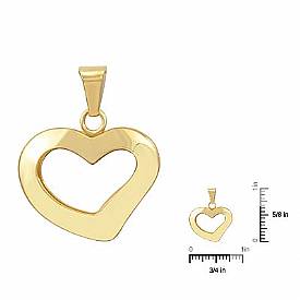 14k Solid Yellow Gold Heart Pendant Italian Charm