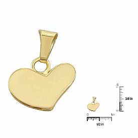 14k Solid Yellow Gold Heart Italian Pendant Charm