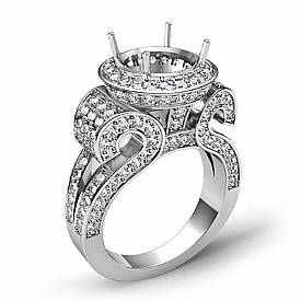 Round Diamond Semi Mount Engagement Ring 18k W Gold (2.7Ct. tw.)
