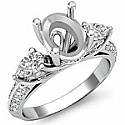 1.21CT Pear Diamond 3 Stone Engagement Ring Setting 14k W Gold