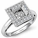 0.36 Ct Round Diamond Engagement Ring Semi Mount 14K White Gold