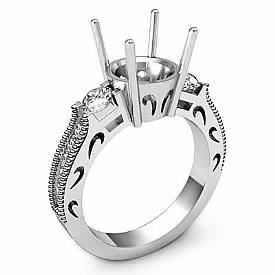 0.65 Ct Round Diamond Vintage Engagement Ring W Gold