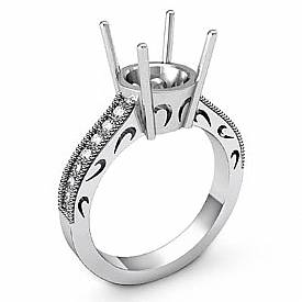 0.25ct Round Diamond Vintage Style Engagement Setting Ring 14k W Gold Semi Mount