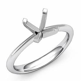 3.5g Round Classic Solitaire Engagement Diamond Semi Mount Ring 18k W Gold Setting