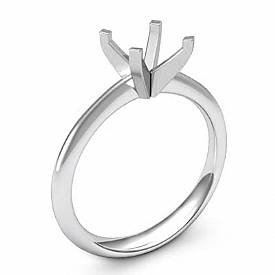 3.5g Round Classic Solitaire Engagement Diamond Semi Mount Ring 18k W Gold Setting