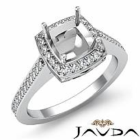 0.50 CT Diamond Engagement Ring Cushion Semi Mount Halo Setting 14k White Gold