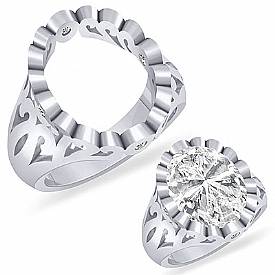 0.12Ct Round Diamond Engraved Antique Semi Mount W Gold