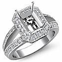 0.60 Ct Emerald Diamond Engagement Ring Setting 14k White Gold