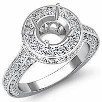 1.60Ct Diamond Engagement Ring Halo Pave Setting 14k White Gold Round Semi Mount