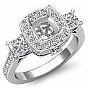 1.10 CT Princess Cushion Diamond 3 Stone Engagement Ring W Gold