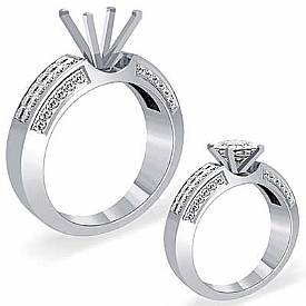 2 ct Princess & Round Diamond Engagement Ring W Gold.
