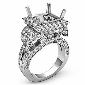 Diamond Princess Semi Mount Engagement Halo Setting Ring 14k White Gold 2.25Ct