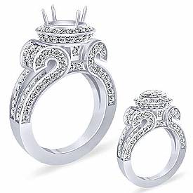 1.4 CT Round Diamond Semi Mount Engagement Ring W Gold