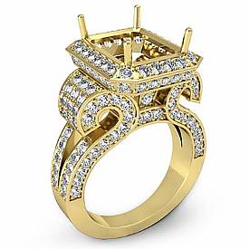 Round Diamond Emerald Semi Mount Engagement Ring 14k Gold Halo Setting (2.4Ct. tw.)