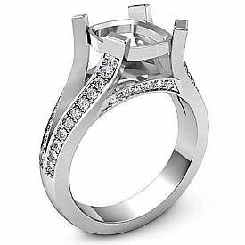0.45 Ct Cushion Diamond Engagement Ring Setting W Gold.