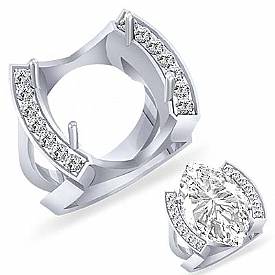 0.50 CT Round Diamond Semi Mount Engagement Ring W Gold