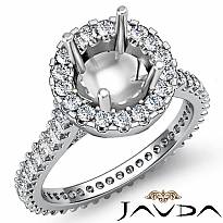 Diamond Engagement Ring 14k White Gold Round Semi Mount Halo Pave Setting 1.5Ct