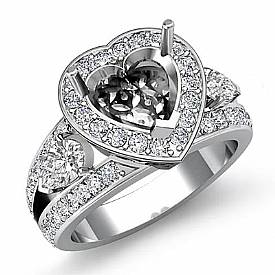 1.5Ct Heart Diamond 3Stone Anniversary Ring 14k Gold Setting